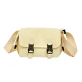 Minimalist light yellow canvas messenger bag with black plastic buckle closures - Yellow