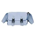 Light blue compact messenger bag with dual black buckle closures and wide strap - Blue