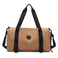 Waterproof khaki travel duffel bag with black handles and adjustable shoulder strap - Khaki