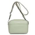 Bolso bandolera de cuero verde claro con una elegante correa de tejido estampado - Verde