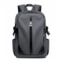 Dunkelgrauer Business-Rucksack mit schwarzen Lederakzenten und ergonomischen Gurten - Grau