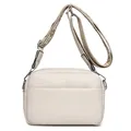 Sac bandoulière blanc crème avec texture litchi et sangle jacquard à motifs - Blanc Cassé