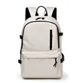 Mochila beige minimalista resistente al agua para hombre y mujer con cremalleras negras - Blanco Roto