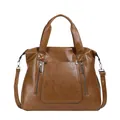 Borsa tote vintage in pelle PU marrone con doppi manici e tracolla rimovibile - Marrone