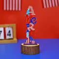 Patriotic wooden America letter blocks with American flag stars and stripes on a base - AMERICA Style (C Type Independence Day Wooden Ornament)