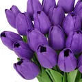 Realistische dunkelviolette PU künstliche Tulpen Strauß mit naturgetreuer Textur für Deko - Lila
