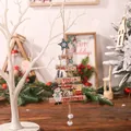 Kerstboom houten hanger met ster en sneeuwpop bedrukking hangend aan witte takken - Sneeuwpop Stijl (R-C88)