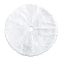 Round white faux fur Christmas tree skirt with plush texture for holiday decoration - 78CM / Pure White