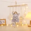 Christmas angel plush doll pendant with silver stars and grey dress for tree decoration - Angel Pendant (K-TS77) / Gray