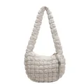 Sac à bandoulière nuage beige avec détail chic de chaîne en strass scintillants - Blanc Cassé