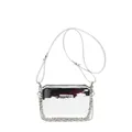 Silver mirror crossbody bag with metal chain detail and adjustable strap for women - Silver