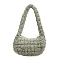 Quilted light green bubble shoulder bag made of high-quality nylon fabric with texture - Green