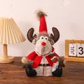 Muñeco de reno de Navidad de felpa con piernas extensibles y suéter de punto rojo - Muñeco Estilo Sentado