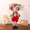 Alce natalizio di peluche grigio con cappello rosso e gambe allungabili per decoro - Bambola Stile Telescopico
