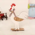 Figurine de coq de Pâques en bois avec nœud en tissu pour décoration de table festive - Style Coq Svelte (P-M16)