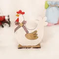 Coq décoratif en bois blanc rustique avec nœud à carreaux et crête rouge de Pâques - Style Poule Grassouillette (P-M17)