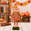 Fall scarecrow gnome plush with sunflower hat and orange overalls for autumn decor - Male Style (Q) / Retractable Doll Ornament