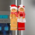 Kerst koelkast handgreep covers met peperkoekman en meisje van zachte pluche stof - J-jy118 Peperkoekmannetje Tweedelige Handschoenenset