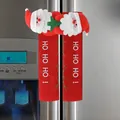 Kerst koelkast handgreep covers met 3D Kerstman en boom op rood vilt textiel - J-jy119 De Kerstman Draagt ​​een Tweedelig Handschoenensetje.