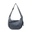 Sac bandoulière en jean bleu délavé avec une large sangle réglable et fermeture éclair - Bleu Vintage