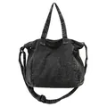 Borsa a tracolla minimalista in denim nero lavato con tracolla regolabile e capiente - Nero