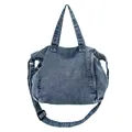 Borsa a tracolla in denim azzurro con ampia tracolla regolabile e zip laterale - Azzurro