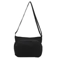 Borsa a tracolla versatile in nylon nero con tracolla regolabile e design multi-tasca - Nero