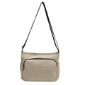 Borsa a tracolla minimalista in nylon beige con cinturino regolabile e zip frontale - Bianco Sporco