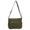 Borsa a tracolla in nylon verde militare per uomo e donna con tracolla regolabile - Verde