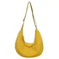 Adjustable yellow nylon hobo shoulder bag with crescent shape and waterproof finish - Yellow
