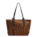Grand sac cabas à imprimé léopard chic avec poignées noires en similicuir élégant - Marron