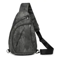 Sac bandoulière vintage en cuir PU gris foncé avec plusieurs poches zippées pour femmes - Noir