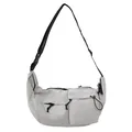 Borsa a tracolla in nylon grigio chiaro con tasche multiple e tracolla regolabile - Stile Nylon Grigio Chiaro