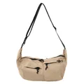 Borsa a tracolla versatile in nylon kaki con doppie tasche con zip e tracolla regolabile - Stile Nylon Cachi