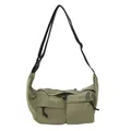 Borsa a tracolla in nylon kaki con doppie tasche a cerniera e fibbia regolabile - Stile Nylon Verde