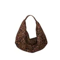 Retro-Tragetasche mit Leopardenmuster, großem Fassungsvermögen und Hobo-Schulter-Stil - Braun
