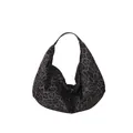Große Hobo-Tasche mit Leopardenmuster im Retro-Stil und minimalistischem Schulterdesign - Schwarz