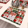 Christmas placemat with red and green knitted patterns featuring Santa Claus and snowflakes - Santa Claus Style A