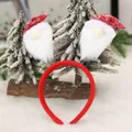 Christmas headband with red spring-mounted Nordic gnomes and white plush beards - Red Gnome Headband (B-C188) / Red