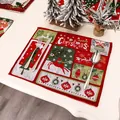 Christmas jacquard table mat with red elk and snowflake patterns for festive decor - Letter Deer Style E