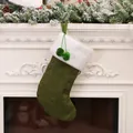Calza di Natale verde oliva in maglia a trecce con bordo in pelliccia sintetica - Verde