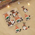 Gnomi di Halloween in legno con cappelli a strisce e scope per decorazione festiva - Stile B / Scatola di Immagazzinaggio a Quattro Griglie