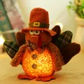 Leuchtende Erntedankfest Truthahn Plüschfigur mit orangefarbenen Ahornfarben und Licht - Modell B Zylinder (W-QT74)