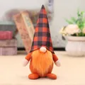 Harvest gnome with orange beard and buffalo plaid hat for Thanksgiving home decoration - Red And Black Plaid Hat (Model C)