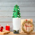 Copribottiglia di vino a forma di gnomo albero di Natale in feltro verde e peluche - Copribottiglia Albero di Natale (G-JT178)