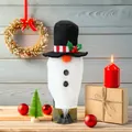 Copribottiglia di vino gnomo di Natale con cappello nero e barba bianca folta - Copribottiglia Pupazzo di Neve (G-JT179)