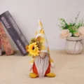 Autumn harvest gnome with yellow checkered hat and sunflower ornament for home decor - W-ws83 Men's Figurine Ornament