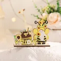 Bee gnome wood decoration set with Honey jar and Welcome sign for home tabletop display - Style A Welcome Bee (WELCOME)