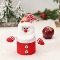 Santa Claus knitted Christmas candy jar cover with striped hat and golden bell decoration - Santa Claus