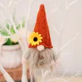 Gnome ornament with orange knit hat and yellow sunflower detail for harvest festival decor - Gray Style Gnome Pendant (Model B)
